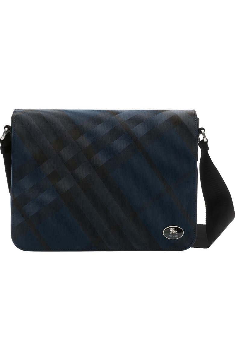 Burberry Grid Messenger Bag, Main, color, Navy