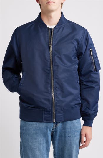 Schott ネイビー MA-1 フライトジャケット Schott NYC MA-1 Satin Flight Jacket | Nordstrom