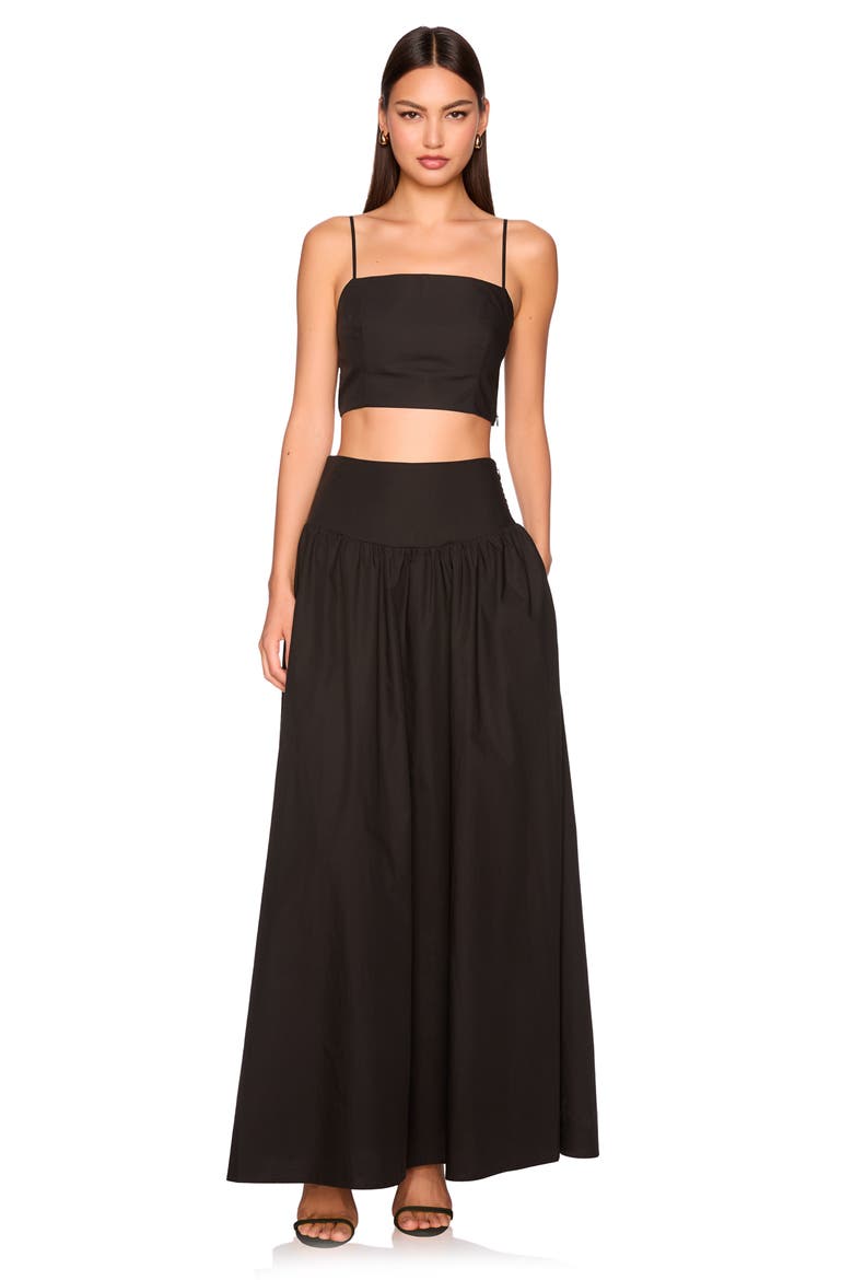 Smocked Back Crop Cotton Poplin Top, Alternate, color, BLACK