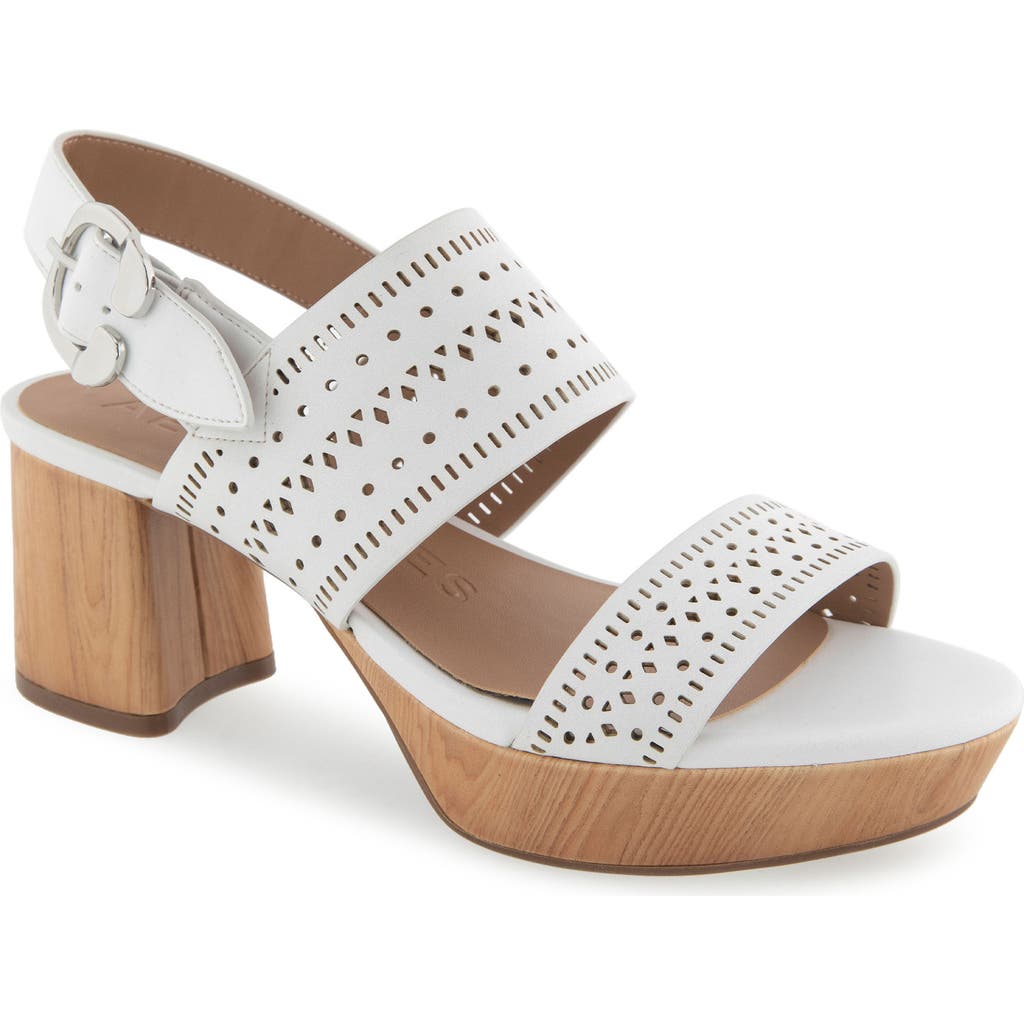 Aerosoles Camera Perforated Slingback Platform Sandal in White Perforated Faux Leather