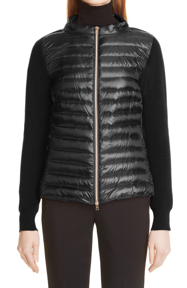 Herno Quilted Down & Knit Cardigan, Main, color,