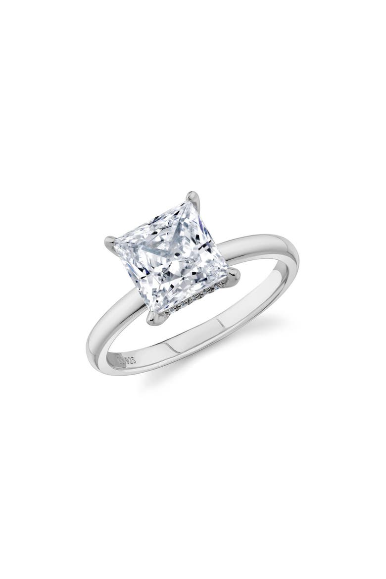 Princess Cut Cubic Zirconia Solitaire Ring, Main, color, PURE PLATINUM / CLEAR STONE