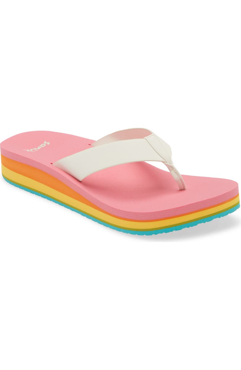 Sanuk Highland Flip Flop, Main, color, Rainbow