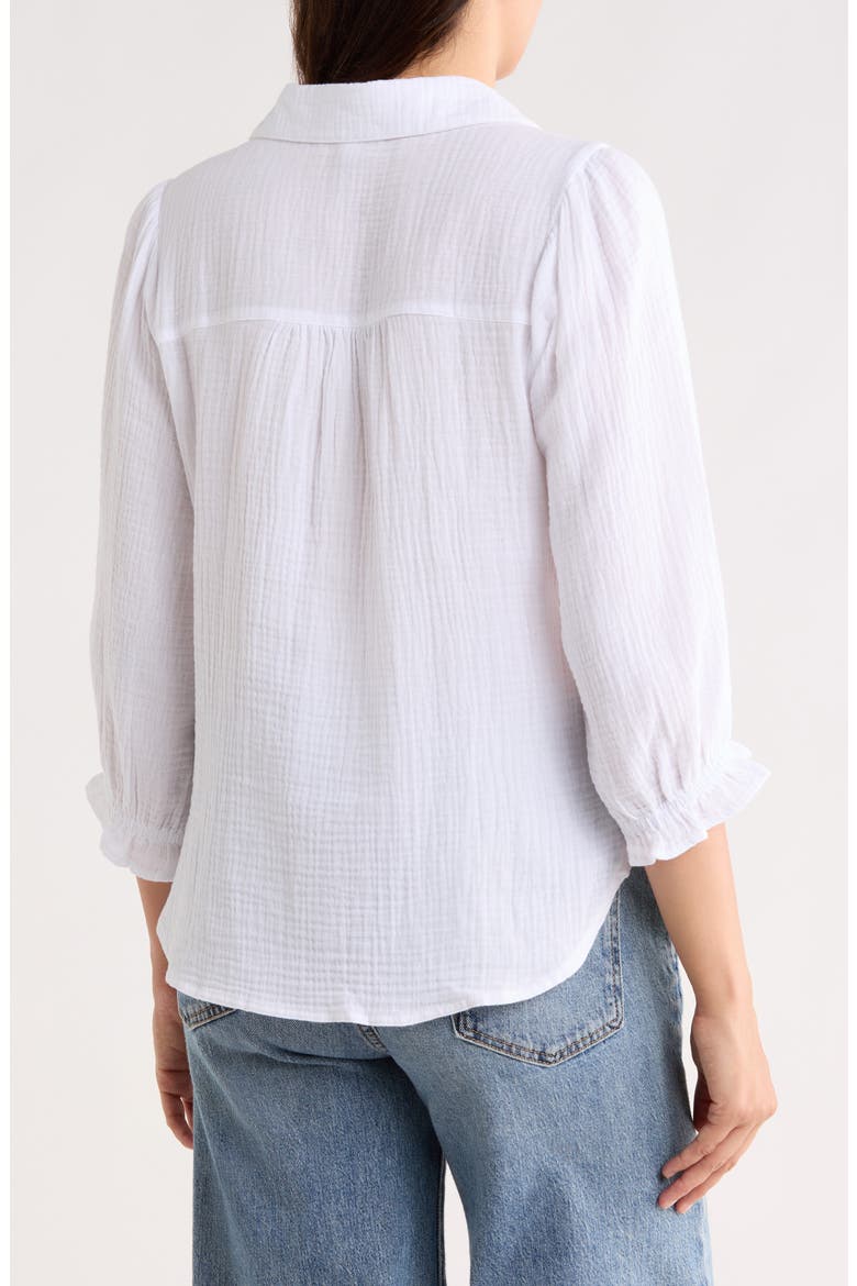 Sunset Cotton Gauze Button-Up Shirt, Alternate, color, WHITE
