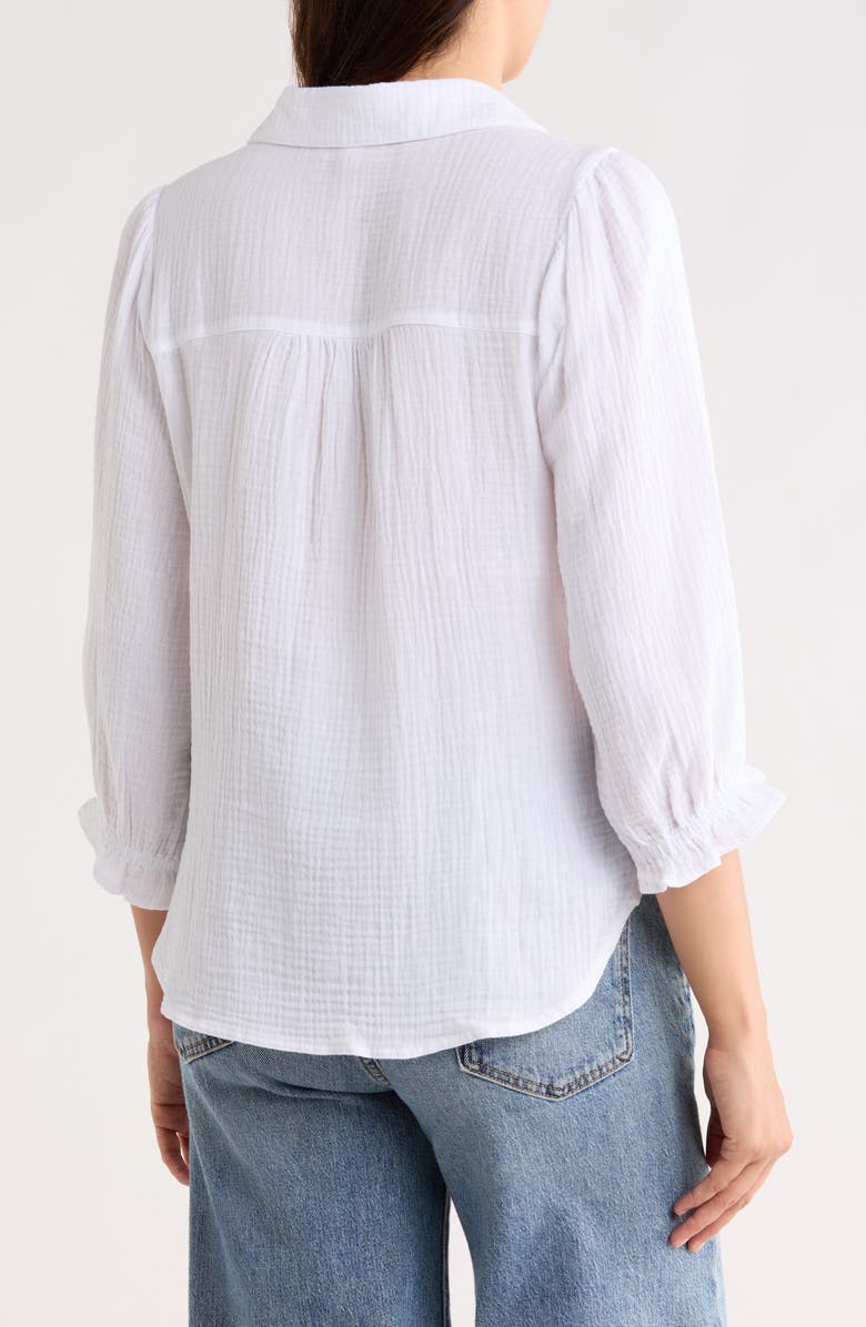 Trove New York Sunset Cotton Gauze Button-Up Shirt, Alternate, color, White