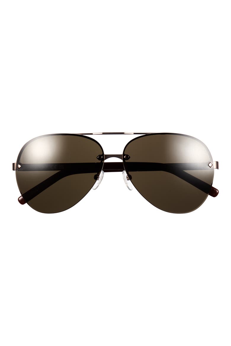 63mm Pilot Sunglasses, Main, color, MATTE DARK BRONZE / GREEN