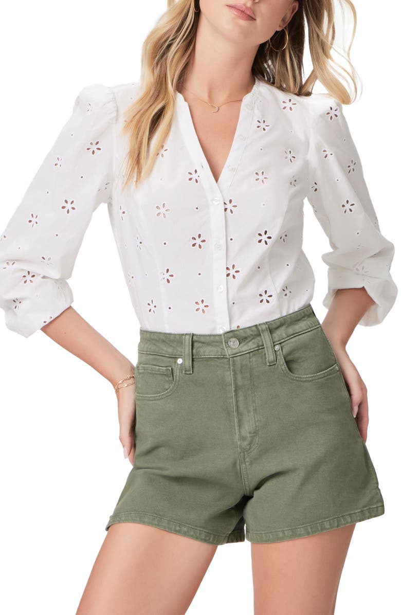 PAIGE Dani High Waist Denim Shorts, Alternate, color, Vtg Ivy Gr