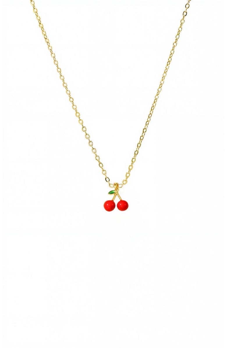 BY ADINA EDEN Red & Green Enamel Cherry Charm Necklace, Main, color, Red