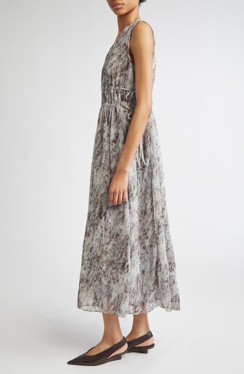Lafayette 148 New York Speckled Glaze Print Sleeveless Georgette Maxi Dress, Alternate, color, Brown/ Pearl Multi