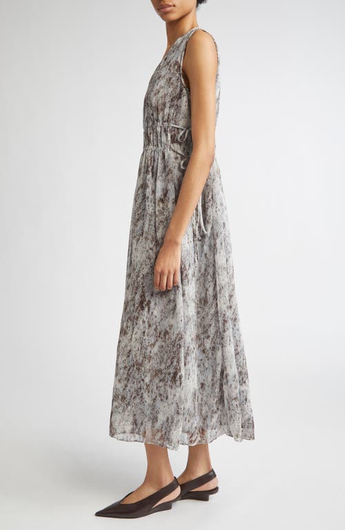 Lafayette 148 New York Speckled Glaze Print Sleeveless Georgette Maxi Dress In Gray