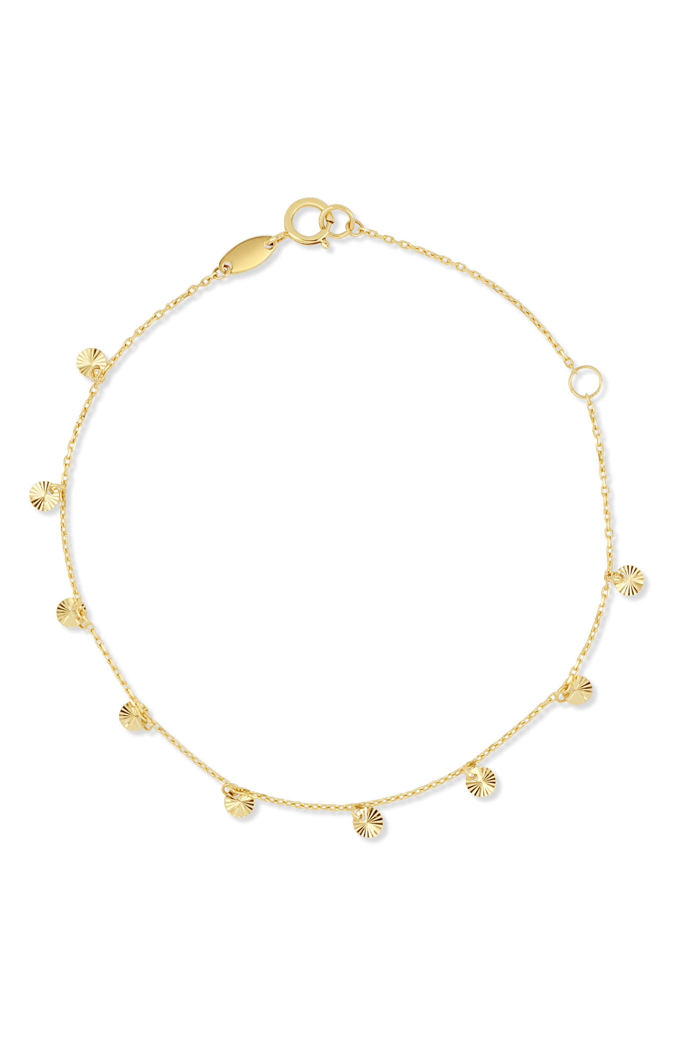 14K Gold Disc Station Bracelet