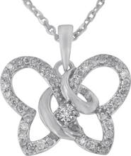Haus of Brilliance Silver 1/4 cttw Prong-Set Diamond Butterfly 18" Pendant Necklace