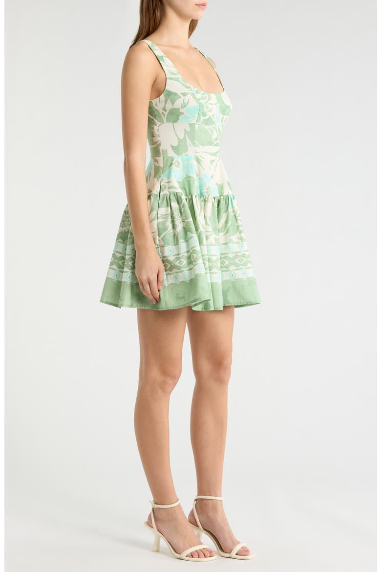 Bustier Fit & Flare Minidress, Alternate, color, SAGE POPPY LILY