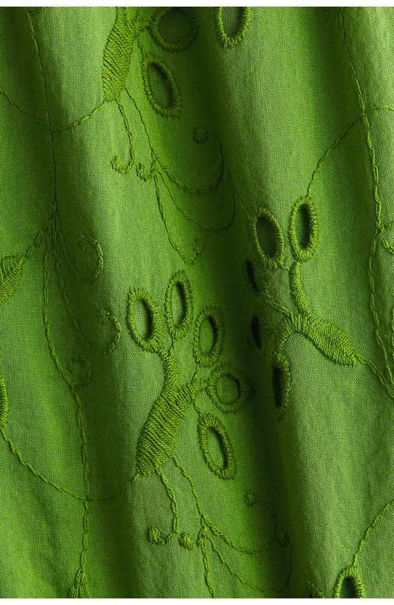 H&M Broderie-anglaise Cotton Dress, Alternate, color, Green