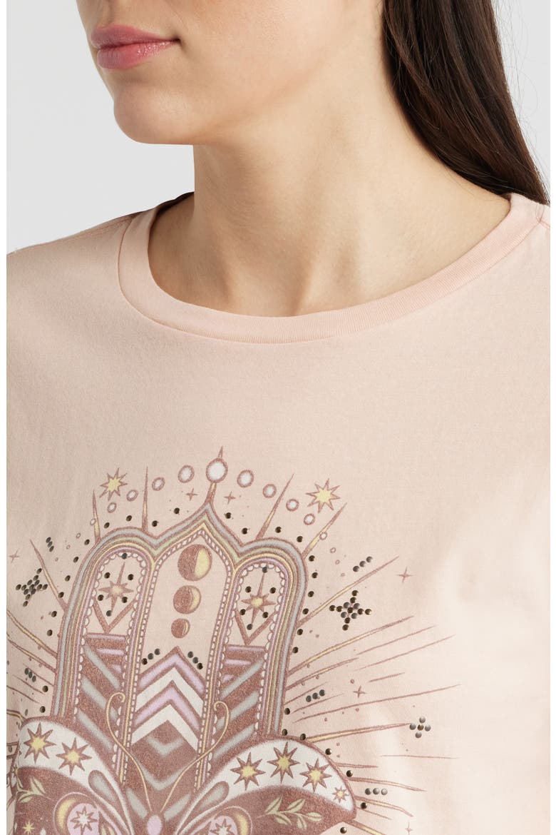 Butterfly Hamsa Cotton Graphic T-Shirt, Alternate, color, EVENING SAND