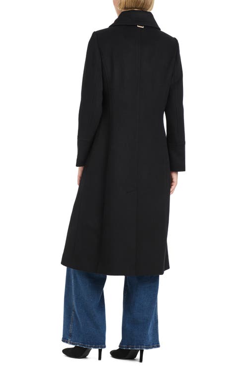 Vince Camuto Wool Blend Coat With Removable Faux Fur Collar And Cuffs In Black