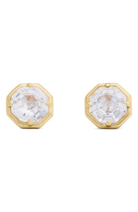 Octagon Stone Stud Earrings