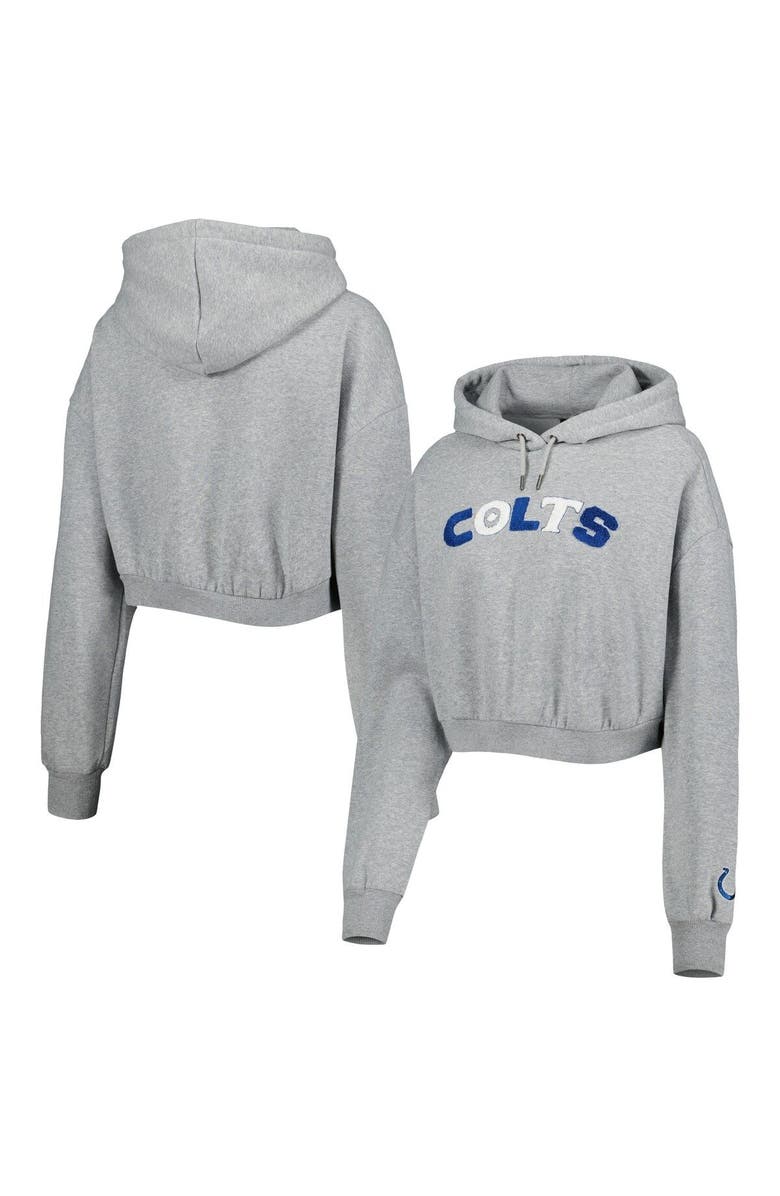 THE WILD COLLECTIVE Women's The Wild Collective Gray Indianapolis Colts Cropped Pullover Hoodie, Main, color, Heather Gray