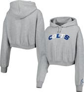 THE WILD COLLECTIVE Women's The Wild Collective Gray Indianapolis Colts Cropped Pullover Hoodie