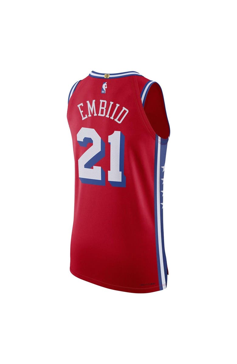 Jordan Brand Men's Jordan Brand Joel Embiid Red Philadelphia 76ers Authentic Player Jersey - Statement Edition, Alternate, color, Red