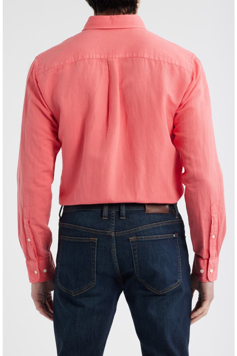 Canal Linen & Cotton Sport Shirt, Alternate, color, GERANIUM