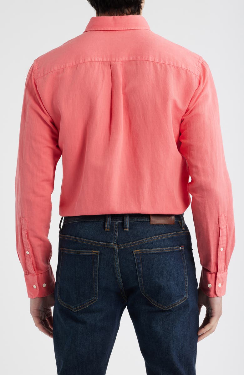 Peter Millar Canal Linen & Cotton Sport Shirt, Alternate, color, Geranium