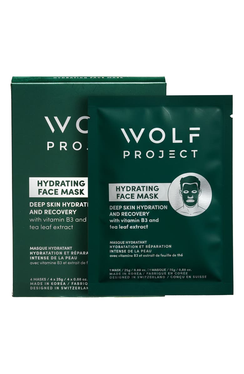 Wolf Project 4-Pack Hydrating Sheet Masks, Main, color, Green