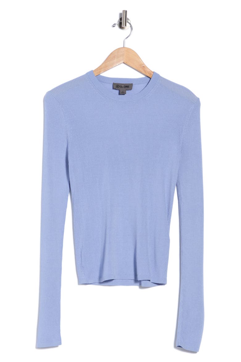 Rib Knit Fitted Crewneck Tee, Alternate, color, WILLOW