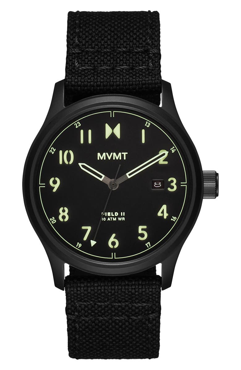 MVMT WATCHES Field II Nylon Strap Watch, 41mm, Main, color, 