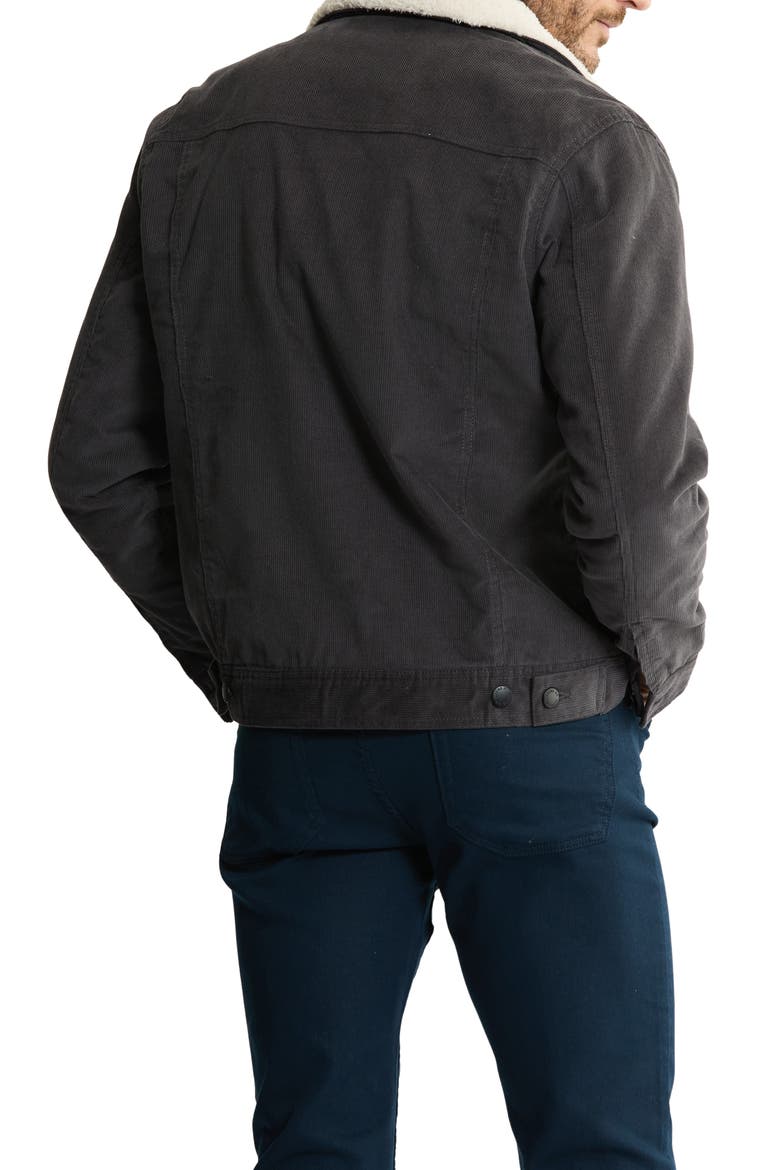 Corduroy Faux Shearling Lined Trucker Jacket, Alternate, color, GREY