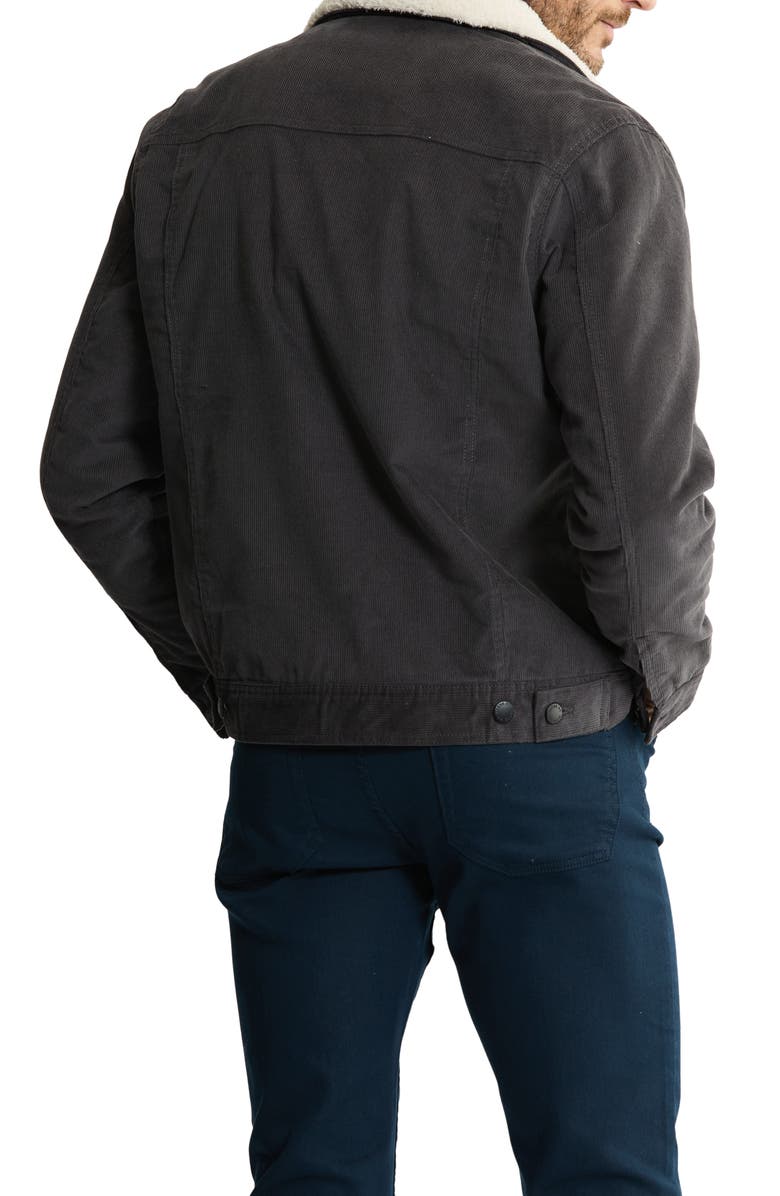 JACHS Corduroy Faux Shearling Lined Trucker Jacket, Alternate, color, Grey