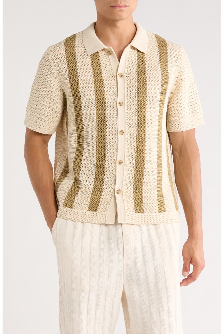 Stripe Cotton Button-Up Shirt, Main, color, DK BLANCO/ DK DESERT