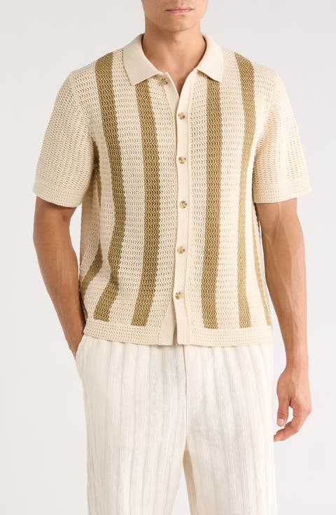 Stripe Cotton Button-Up Shirt