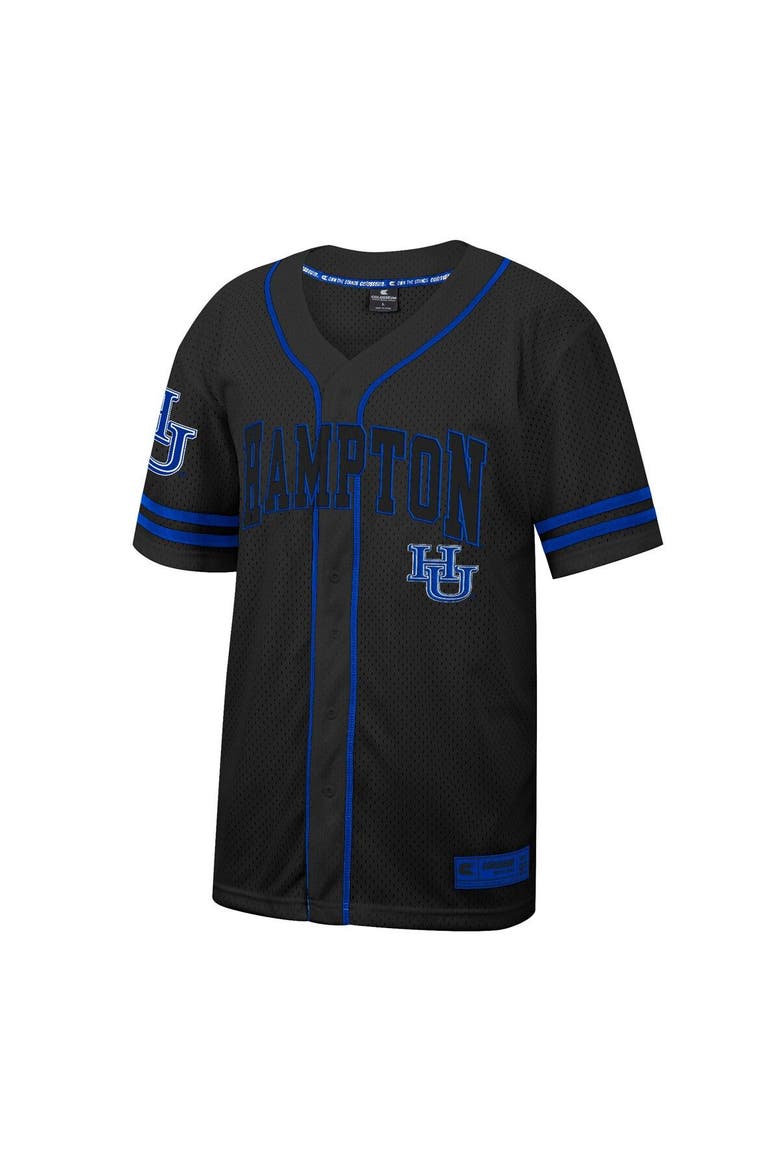 Men's Colosseum Black Hampton Pirates Free Spirited Mesh Button-Up Baseball Jersey, Alternate, color, Black