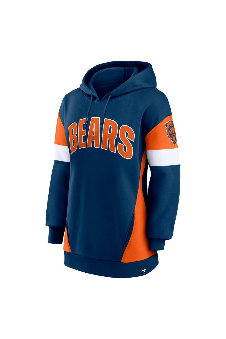 Women's Fanatics Branded Navy/Orange Chicago Bears Lock It Down Pullover Hoodie, Alternate, color, Navy