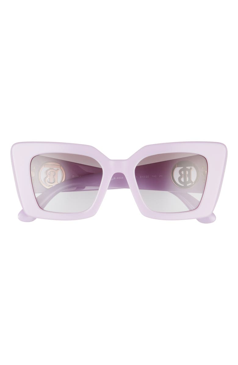 Burberry 51mm Square Sunglasses, Main, color, Lilac/ Gradient Grey