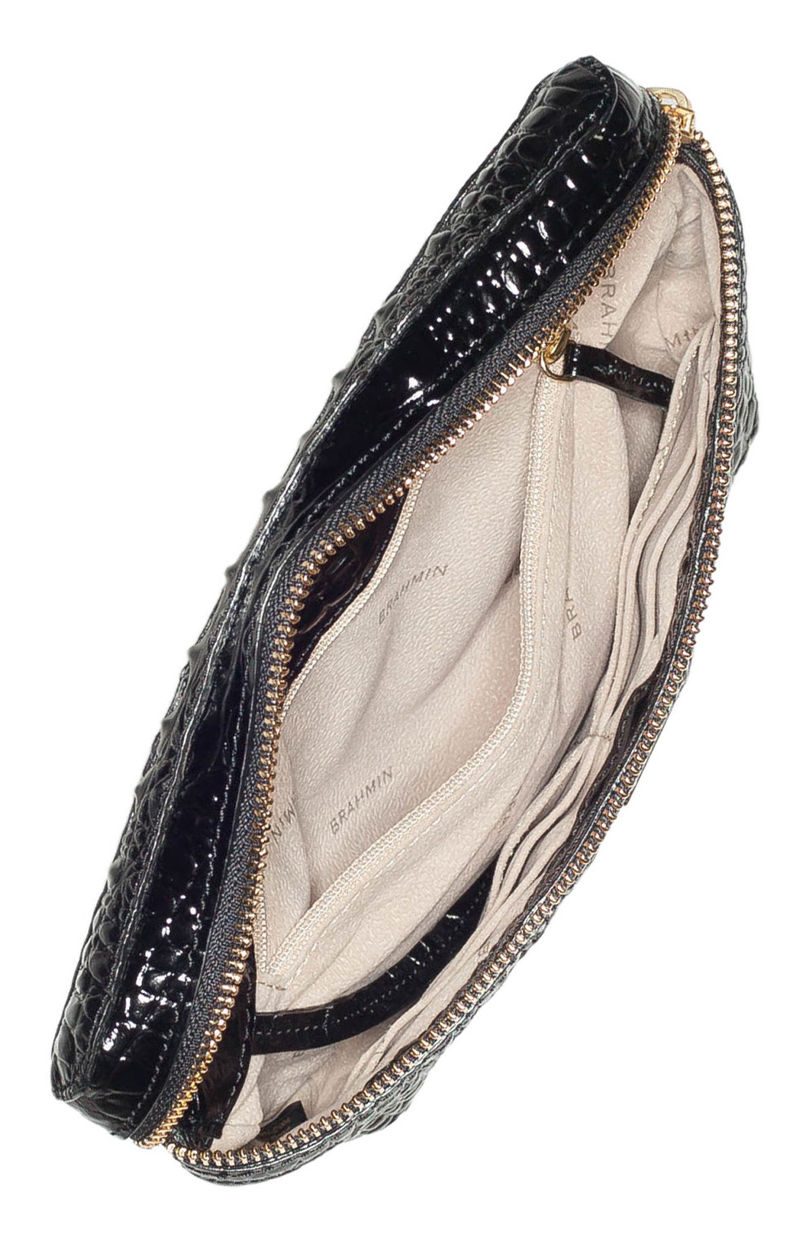 Croc Embossed Leather Belt Bag, Alternate, color, BLACK