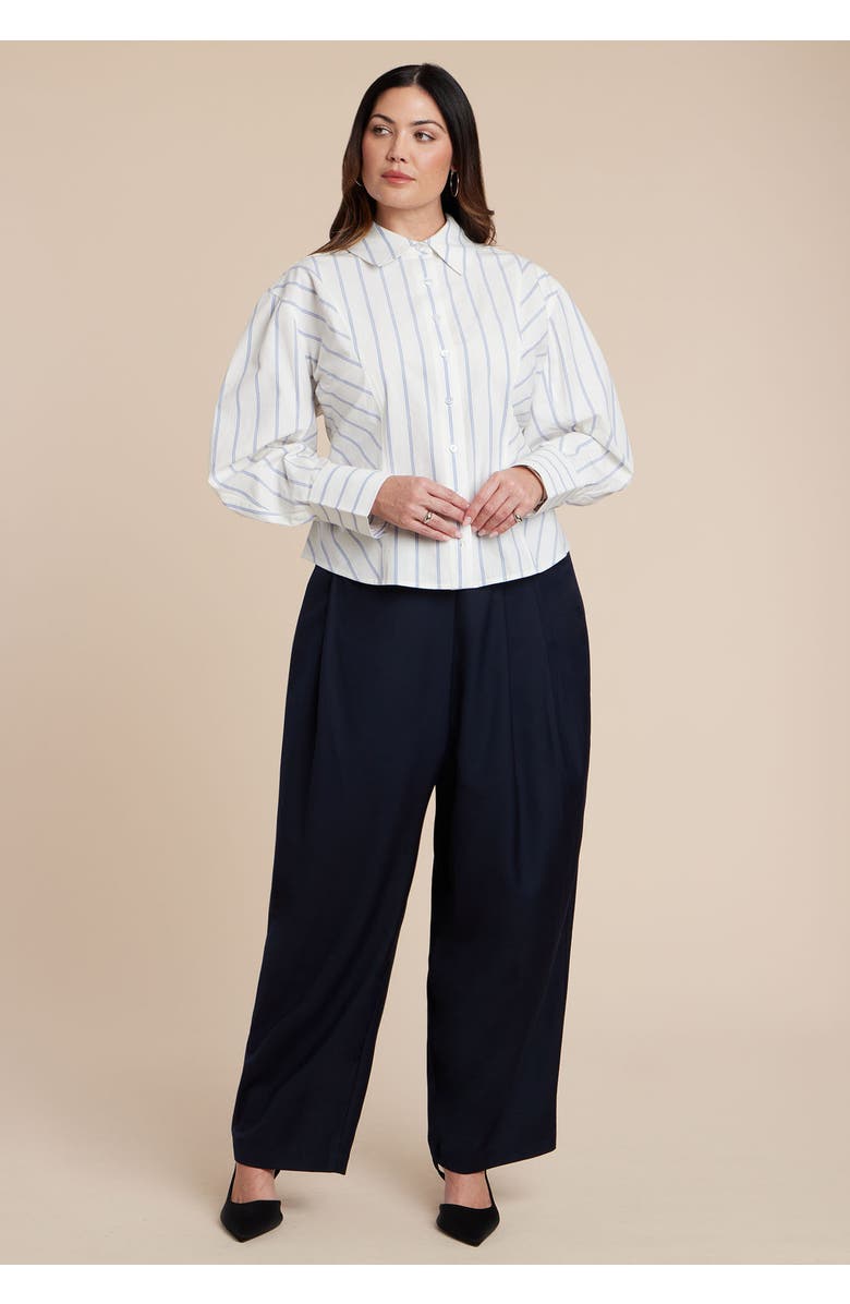 ELOQUII Pleated Straight Leg Trouser, Alternate, color, Navy