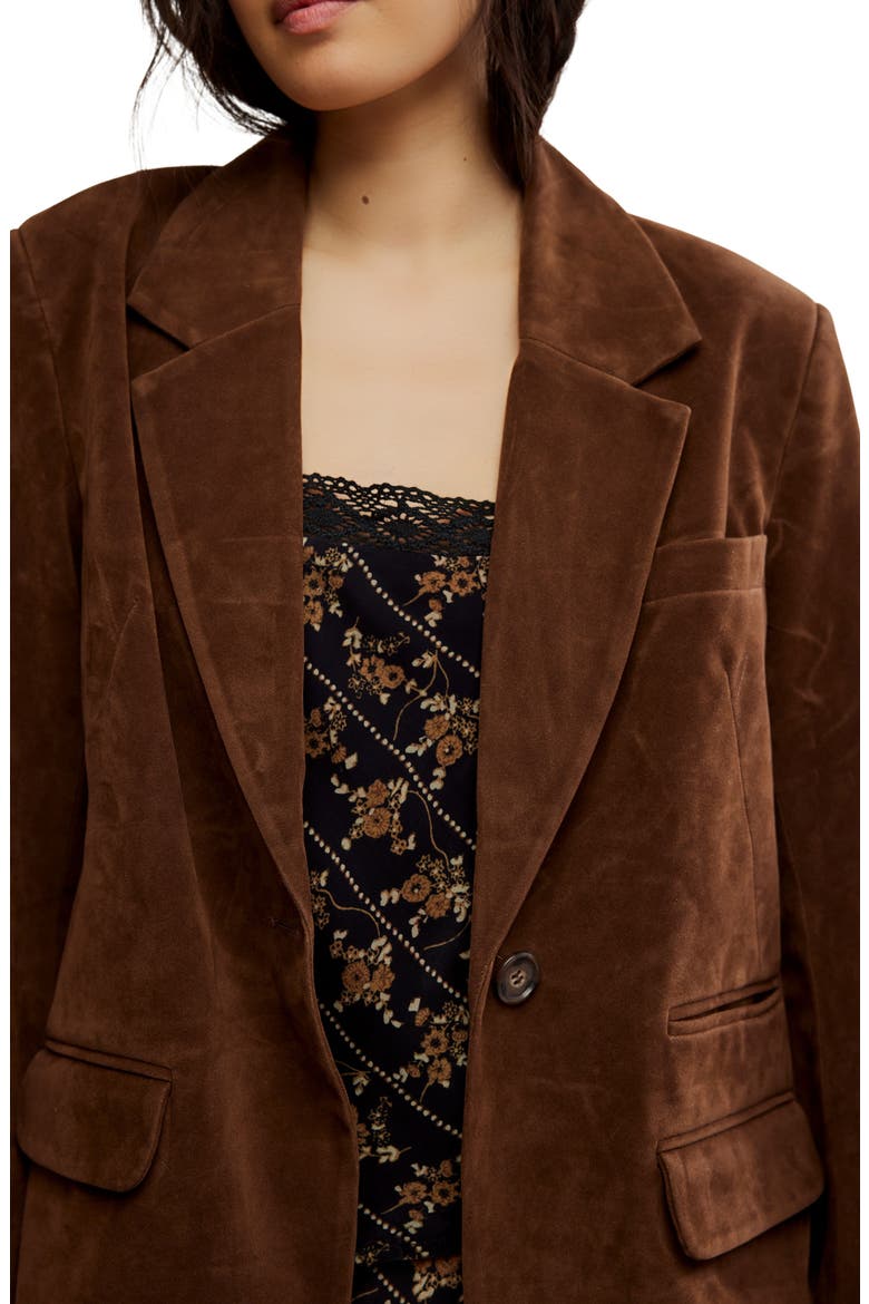 Paper Cut Faux Suede Blazer, Alternate, color, BROWN BEAR