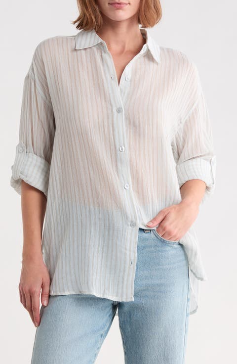 Stripe Cotton Button-Up Shirt