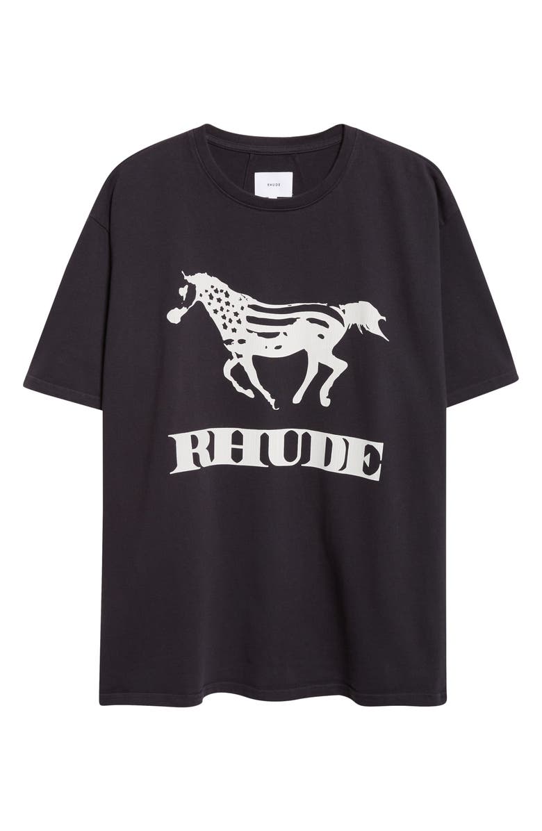 Rhude Dinero Graphic T-Shirt, Alternate, color, Vintage Black / White