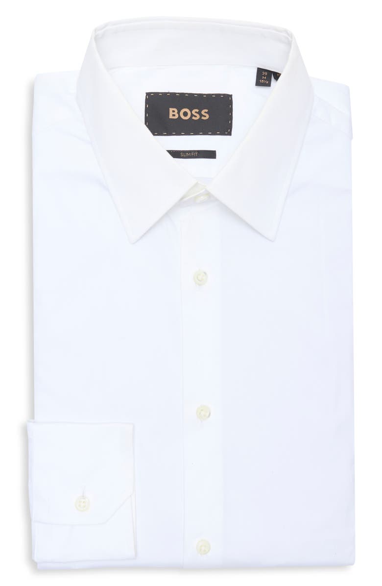 BOSS L-Hays Kent Slim Fit Dress Shirt, Alternate, color, White