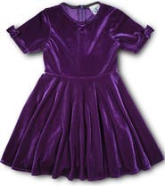 Florence Eiseman Stretch Velvet Dress With Sleeve Bows