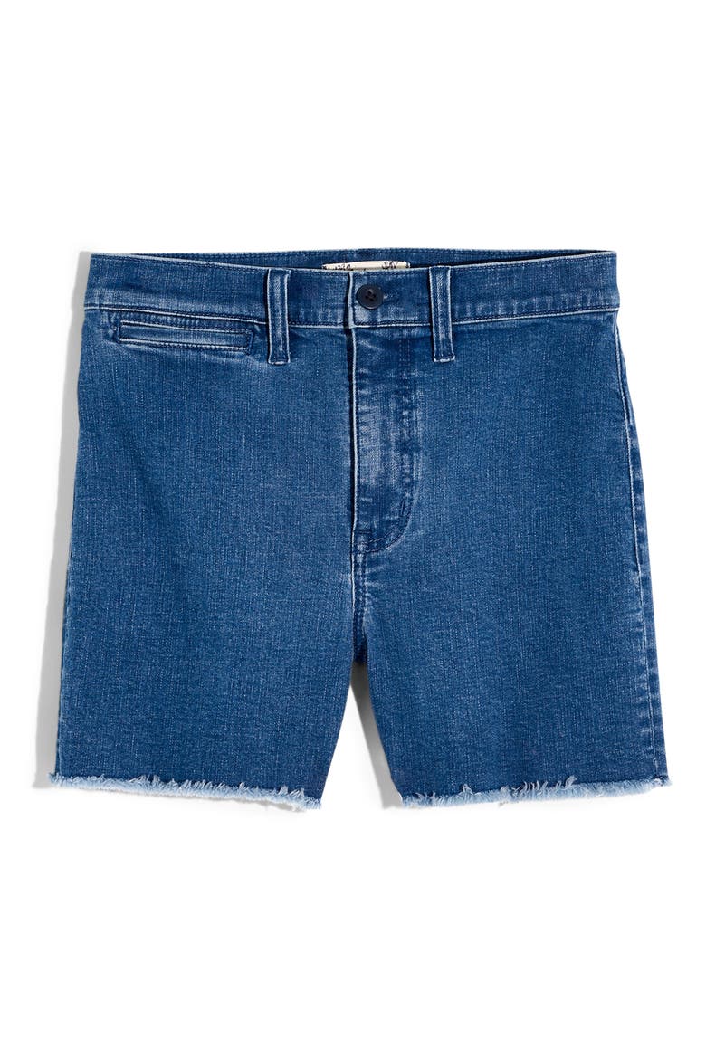 Emmett High Waist Rainbow Stitch Denim Shorts, Alternate, color, RAINBOW INDIGO