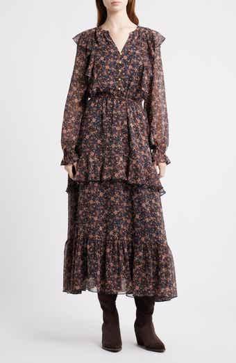 Treasure & Bond Paisley Tiered Ruffle Maxi Dress