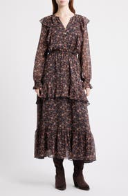Treasure & Bond Paisley Tiered Ruffle Maxi Dress