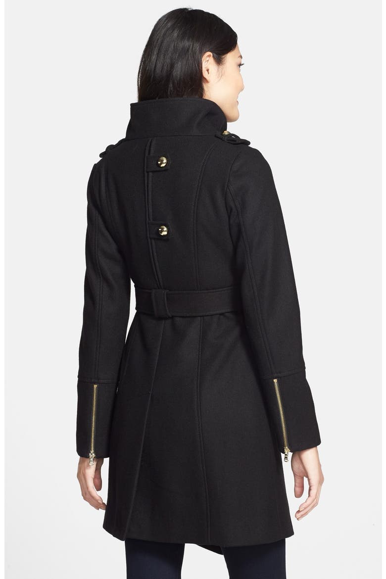 Wool Blend Asymmetrical Military Coat, Alternate, color, BLACK