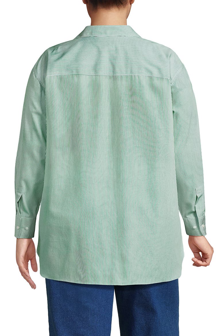 No Iron Oversized Poplin Extra Long Tunic, Alternate, color, Vibrant Clover Mini Stripe