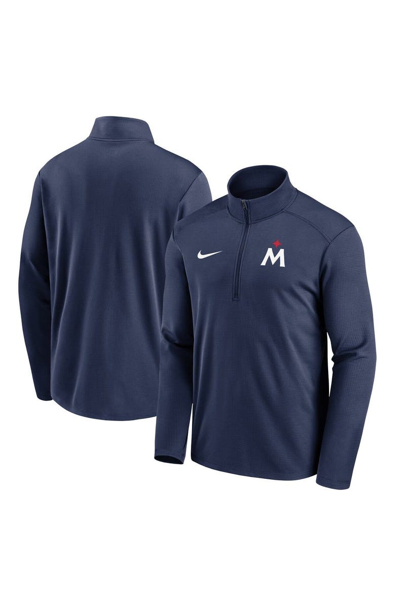 Nike Men's Nike Navy Minnesota Twins Agility Pacer Lightweight Performance Half-Zip Top, Main, color, 