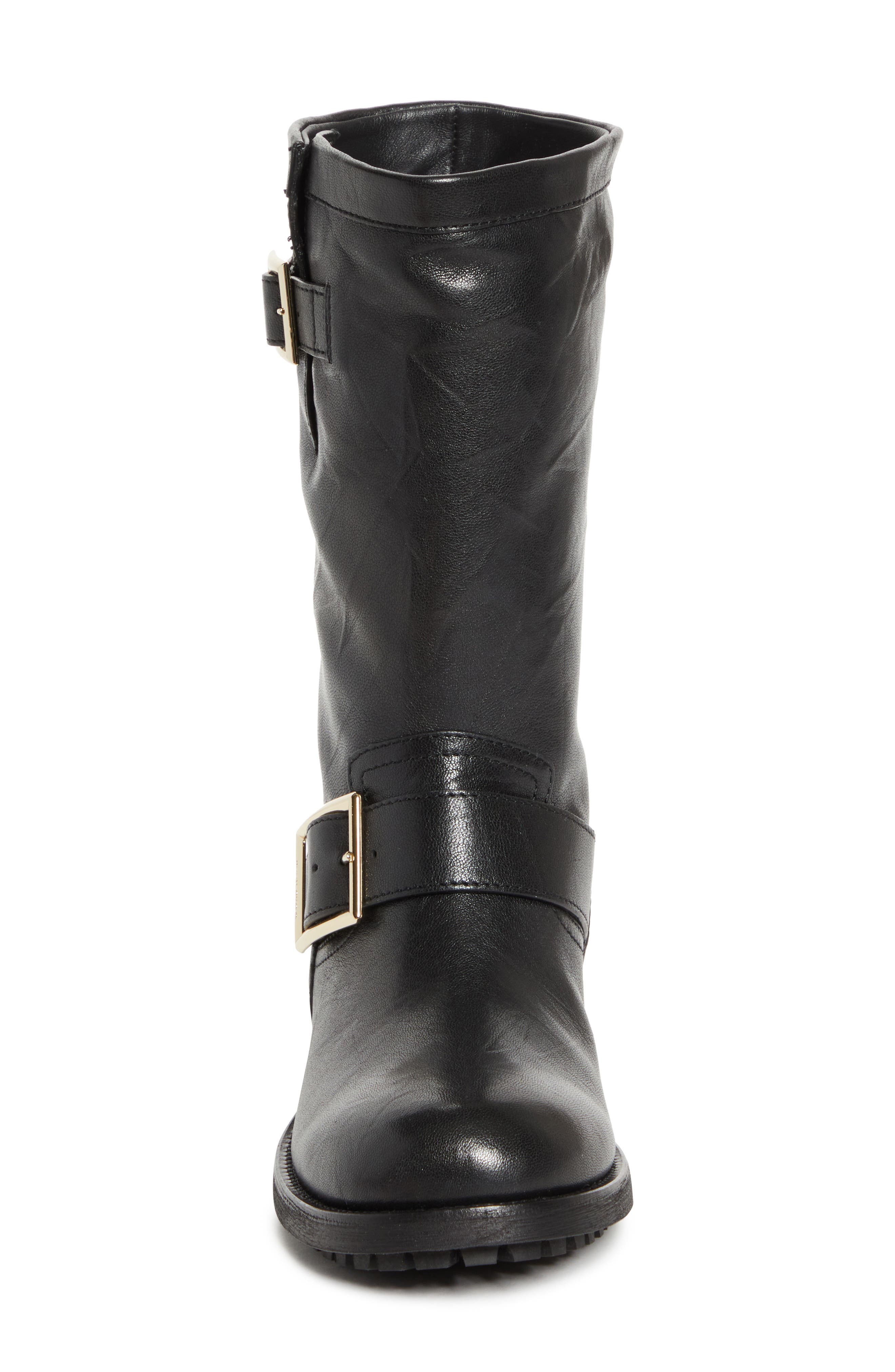 Jimmy Choo Biker Leather Boot, Alternate, color, Black
